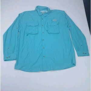 Bimini Bay Shirt Men's XXL Blue Vented‎ Button Down Long Sleeve Cotton Fishing